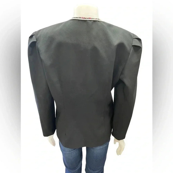 Vintage Euro Mode Floral Trim Button Blazer  Size 12 - Picture 4 of 11